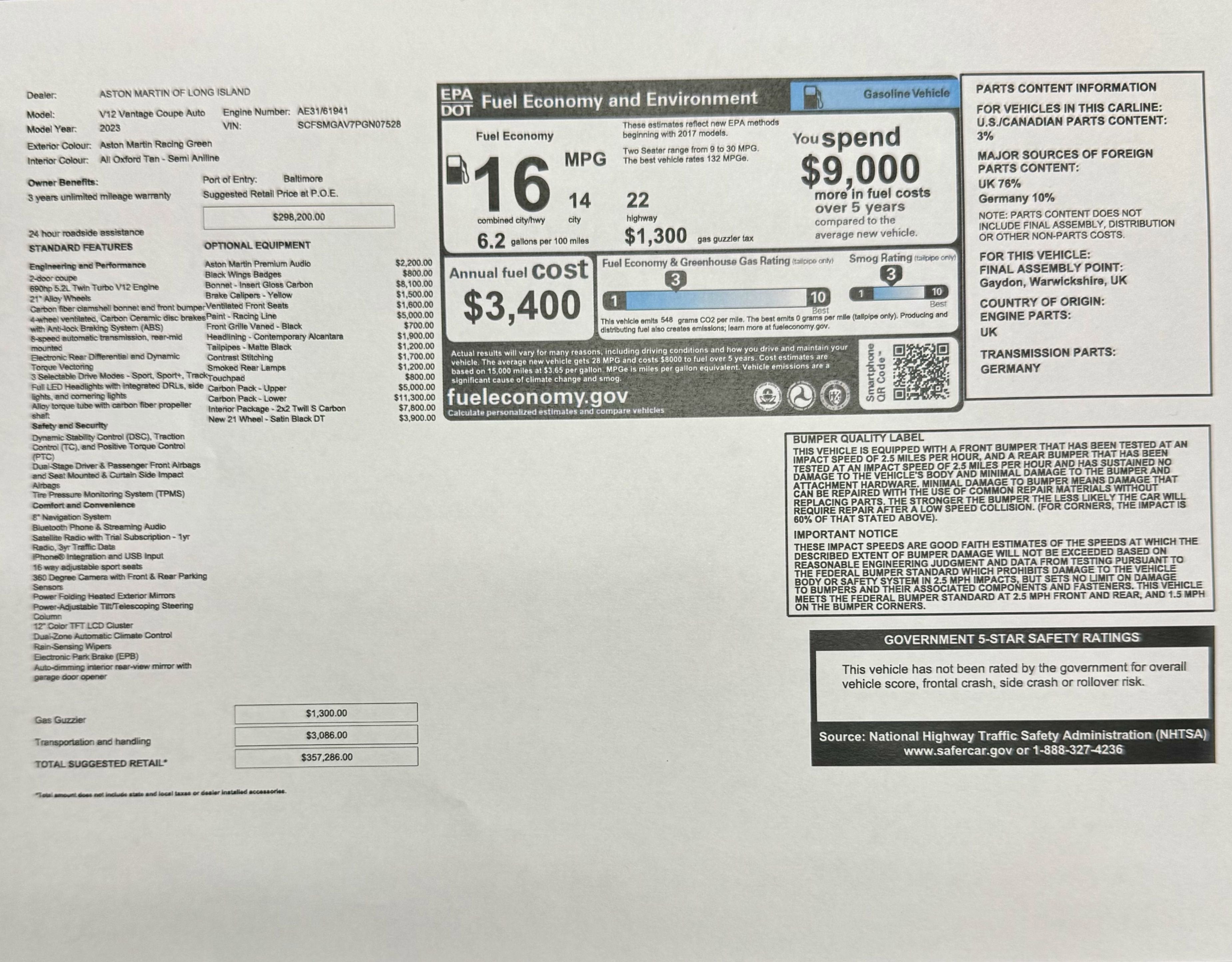 2023 Aston Martin Vantage V12