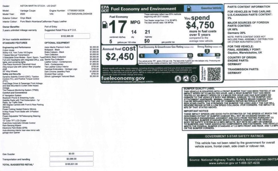 2020 Aston Martin Vantage Base