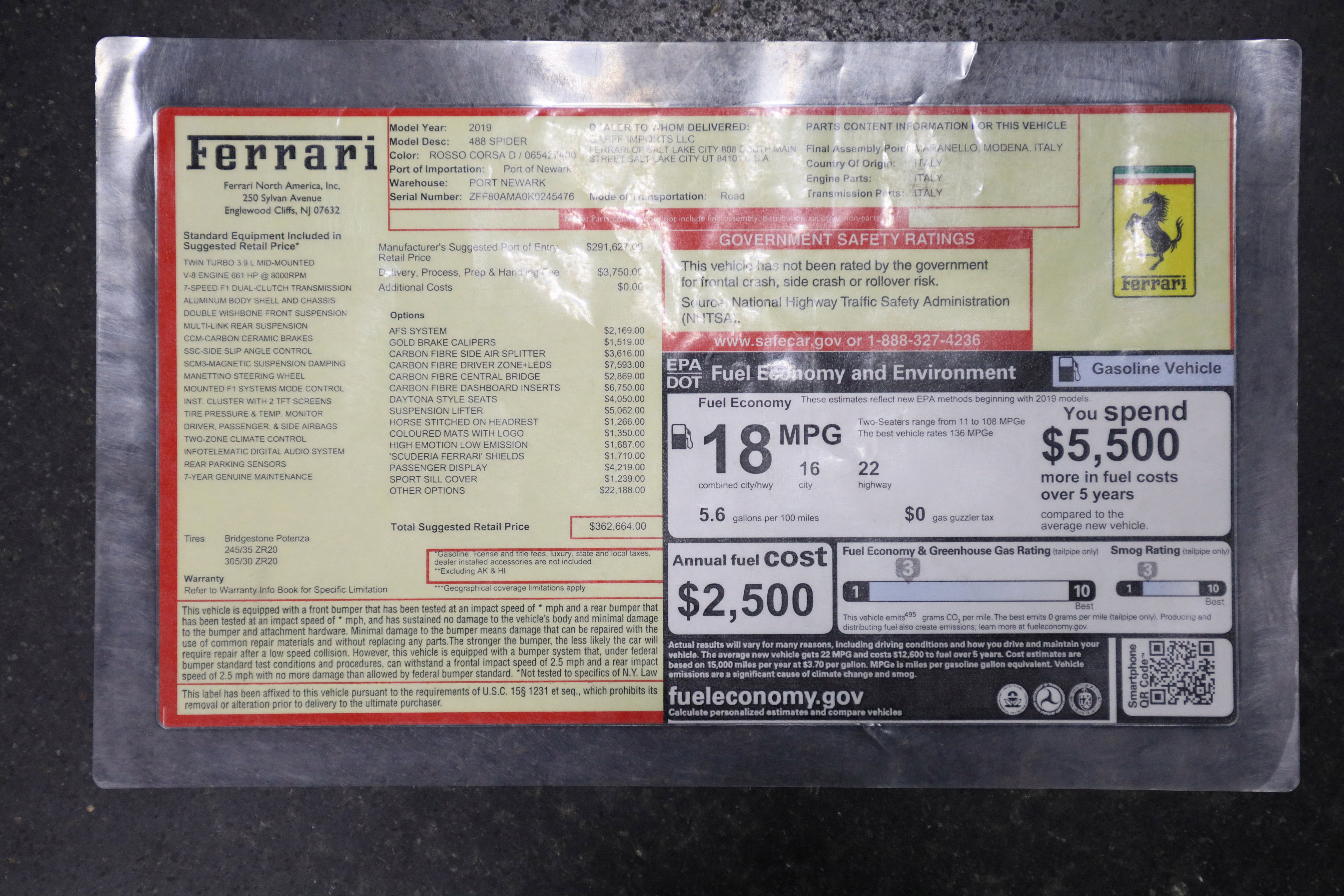 2019 Ferrari 488 Spider Base