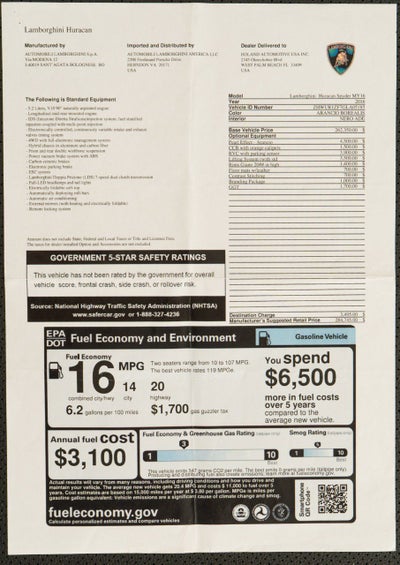 2016 Lamborghini Huracan LP 610-4 Spyder